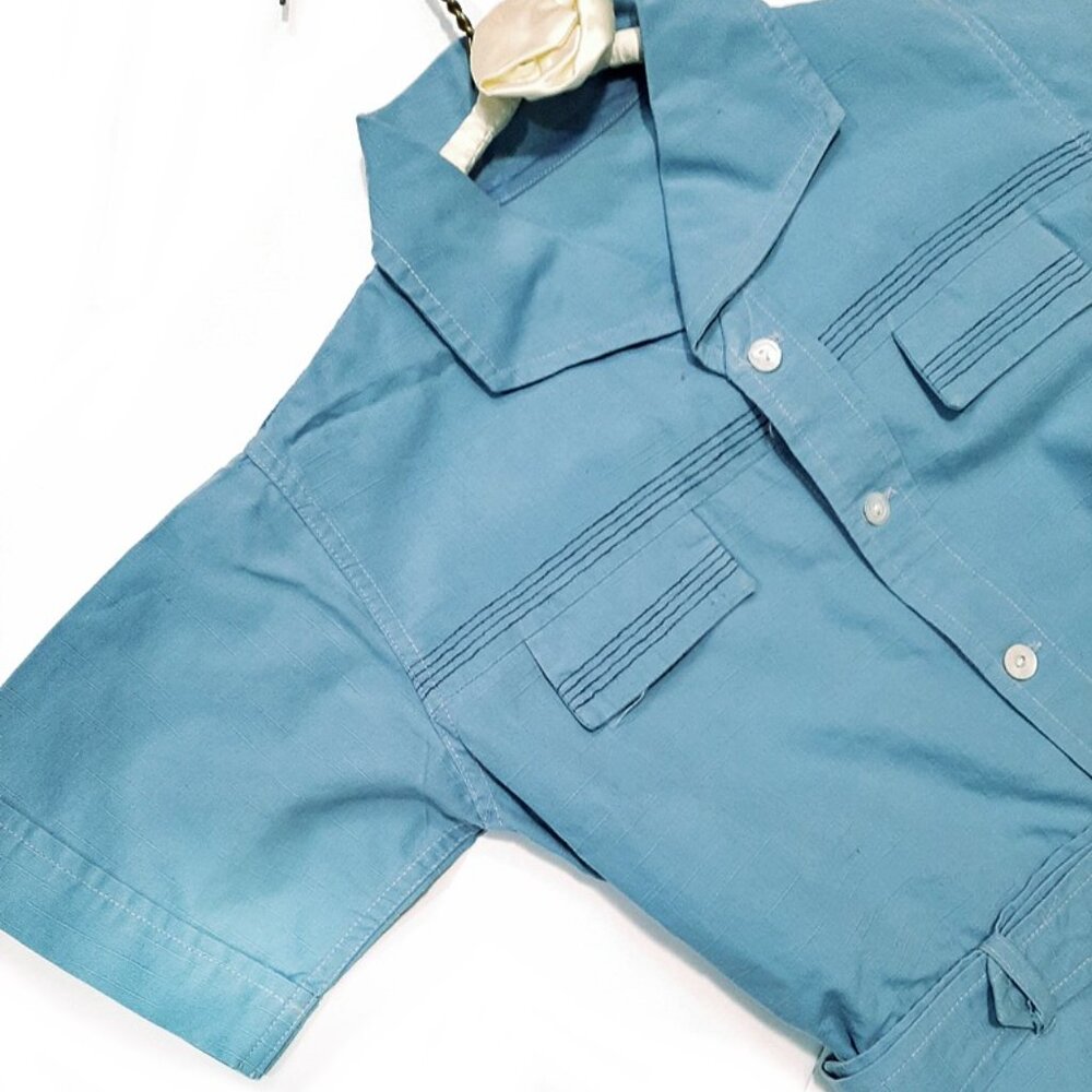 1940s True Vintage Boys Blue Cotton 2 Pc Shorts Set Playsuit Chest 29 Childs - Picture 3 of 8